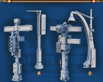 Scifi Signposts streetlight for Dungeons and Dragons 28mm/32mm Basing Bits DnD Scatter Terrain Scenery  D&D TTRPG Mini Basing Material - STL