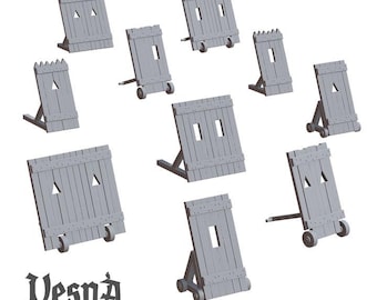 10 piezas de parapetos de asedio medievales en miniatura para DnD Dungeons and Dragons, terreno disperso para DnD, 28 mm/32 mm, escenografía para juegos de guerra - VS