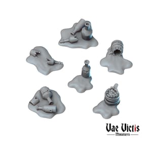 Spilled Drinks, Broken Bottles, DnD, Dungeons and Dragons, Tavern Scatter, Fight scene, Pathfinder, 28mm,Tabletop RPG, Vae Victis Miniatures