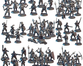 62pc DnD Guards Starter Pack, Human Guards, Elite Mercenaries Dungeons and Dragons, Starter Pack, 28mm 32mm, Dungeon  D&D Town guard