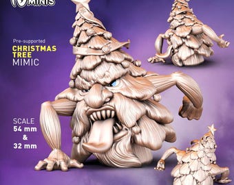 Christmas Tree Mimic Dungeons and Dragons  28mm 32mm D&D Wargame Miniatures for Dioramas TTRPG Fantasy - Nm