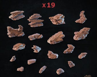 19 Stück Fels Steine für Dungeons and Dragons 28 mm/32 mm Basing Bits DnD Scatter Terrain Scenery Scatter D&D TTRPG Mini Basing Material - ZbW