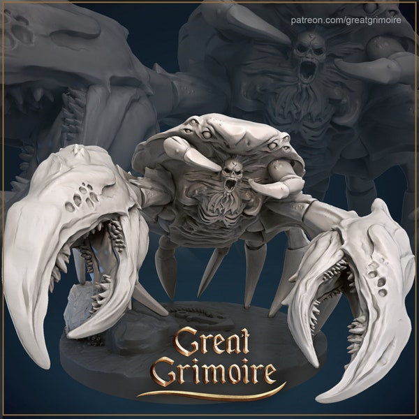 Giant Crab Miniature for DnD Dungeons and Dragons D&D Monster Skeletal Figurine TTRPG Fantasy Wargaming Crab Miniature by Great Grimoire