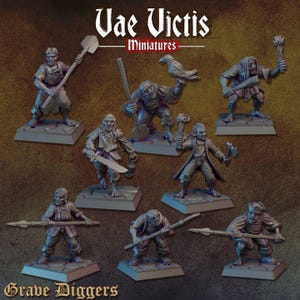 8pc Servitor Set DnD Dungeons and Dragons 28mm/32mm TTRPG Wargame Miniature Fighters DnD Warriors Grave Digger Miniatures Fantasy Wargame