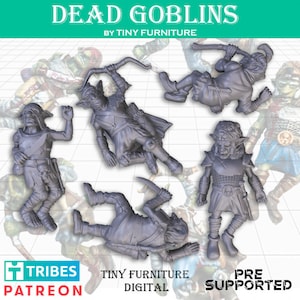 5 figurines Dead Goblins D&D Donjons et Dragons RPG de table 28 mm 32 mm Marqueurs de blessés Cadavres miniatures Pathfinder Fantasy RPG