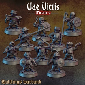 10 Stück Halbling Krieger 28mm 32mm für DnD Dungeons and Dragons D&D TTRPG Fantasy Wargaming Miniaturen Pathfinder Halbling Scouts