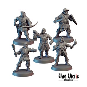 5pc Mercenary Set, DnD, Dungeons and Dragons, NPC Miniature, 5E Fantasy, 28mm or 32mm Scale by Vae Victis Miniatures
