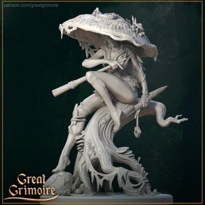 Ninfa de hongo en miniatura DnD Dungeons and Dragons 28 mm/32 mm TTRPG Wargame NPC Miniatura Ninfa del bosque Figurilla de hongo Pathfinder 5e DnD