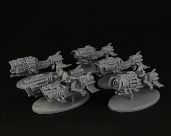 Jet bike Miniature Set or Single Wasteland Vehicles 28mm/32mm Wargaming Customizable Dieselpunk Vehicles with Swappable Weapons