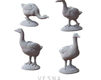 4pc Geese Miniatures DnD Dungeons and Dragons DnD Scatter Terrain 28mm/32mm RolePlaying Fantasy Wargame Miniature Geese Farm Animal- VS