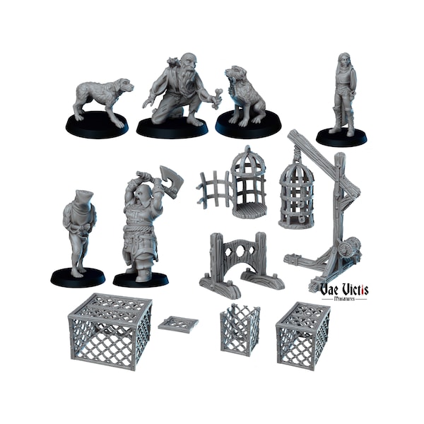 Set di miniature della prigione per DnD Dungeons and Dragons scala 28mm o 32mm Pathfinder TTRPG Wargaming Prison Miniatures Cage Scatter Terrain DnD