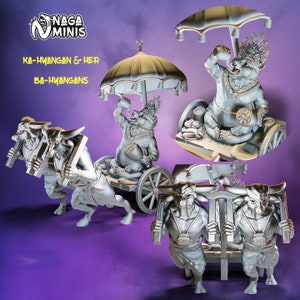 Ka-yangan i Ba-hyangans Buffalofolk DnD Dungeons and Dragons Bearfolk Miniatures 28 mm/32 mm DnD Carriage Cart Scatter Terrain Fantasy RPG