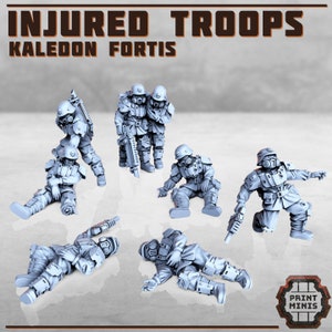 Injured Soldiers - Kaledon Fortis, DnD, Dungeons and Dragons, 40K, Scatter, Fantasy - Print Minis