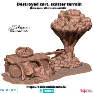 Zniszczony Wóz Rozrzucony Teren – 15 mm 20 mm 28 mm 32 mm Skala 1 35 – Zniszczony Wóz do Gier Wojennych i Dioramy – Eskice Miniature