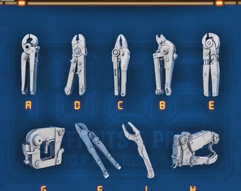 Sci-fi Handtools Workshop Miniatures for Dungeons and Dragons 28mm/32mm Basing Bits DnD Terrain Scenery  D&D TTRPG Mini Basing Material- STL