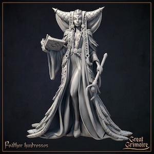 Befjädrad prästinna DnD Dungeons and Dragons 28 mm/32 mm Aztekisk NPC Egyptisk gud Kvinnlig dråpare TTRPG Krigsspelsminiatyrer