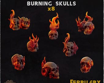 25pc Burning Skulls GREY resin Dungeons and Dragons 28mm/32mm Basing Bits DnD Scatter Terrain Scenery D&D TTRPG Basing Material - ZbW