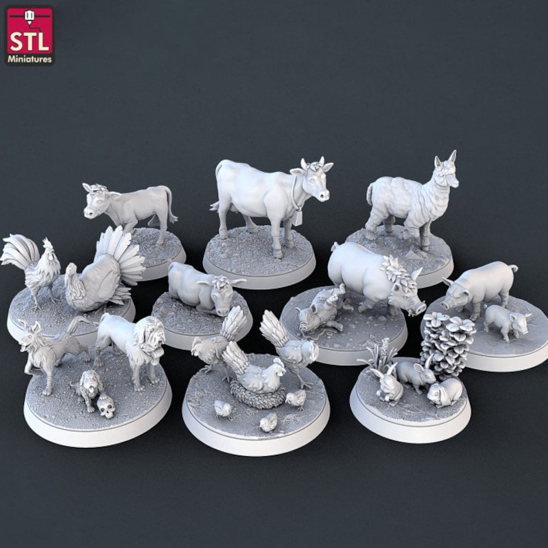 Farm Animals Dnd Dungeons and Dragons 28mm/32mm Wargame Scatter Terrain ...