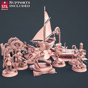 Miniaturas de elfos guardabosques para Dungeons & Dragons TTRPG Wargaming Figuras de elfos de fantasía para juegos de rol de mesa y terreno disperso para barcos