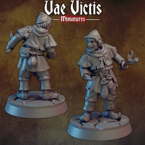 Peasant squire DnD Dungeons and Dragons 28mm/32mm TTRPG Wargame Miniature Medieval Fantasy Squire Figurines Town Beggar