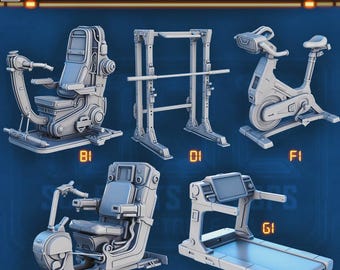 Gym Equipment Miniatures for Dungeons and Dragons 28mm/32mm Basing Bits DnD Scatter Terrain Scenery  D&D TTRPG Mini Basing Material - STL