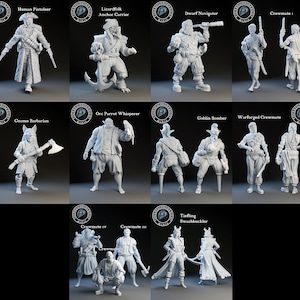 12pc Pirate Set, Dungeons and Dragons, 3D Printed, D&D, Tabletop RPG Minis, Nautical Adventure, Swashbuckling Quest by YourNeighborKnight