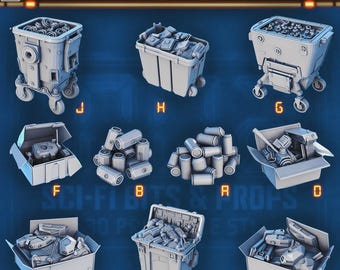 Trash Bin Miniaturess for Street Scenery 28mm/32mm Basing Bits DnD Scatter Terrain Scenery  D&D TTRPG Mini Basing Material - STL