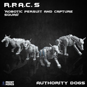 4pc Canine Dog Miniatures for Scifi DnD Dungeons and Dragons TTRPG Wargames Robot Dogs 28mm 32mm Scifi Hounds by Print Minis