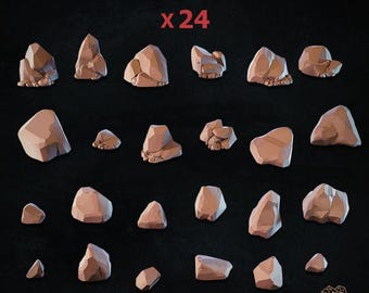 24er Trupp von Steinen Miniaturen für Dungeons and Dragons 28 mm/32 mm Basing Bits D&D Landschaft Scatter D&D TTRPG Mini Basing Material - ZbW