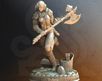 Barbar Pinup Dungeons and Dragons Mini RPG Tabletop Miniature DnD Gemälde Pathfinder 5e DnD Kriegerin Pinup Aedre the Angry - DmS