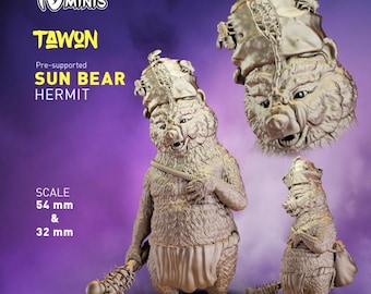Sun Bear Hermit DnD Dungeons and Dragons  28mm 32mm D&D Wargame Miniatures for Dioramas TTRPG Fantasy - Nm