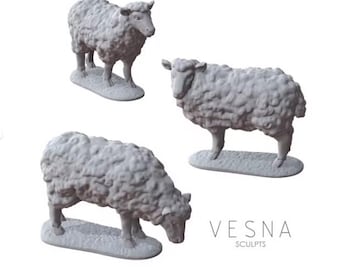 3pc Sheep Miniatures DnD Dungeons and Dragons DnD Scatter Terrain 28mm/32mm Farm Animals TTRPG Fantasy Wargame - VS
