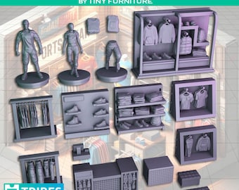 DnD Vendor Clothing Store Miniature Scatter Dungeons and Dragons 28 mm / 32 mm Scatter Terrain TTRPG Fantasy Wargame Miniaturen Kleidung Schuhe