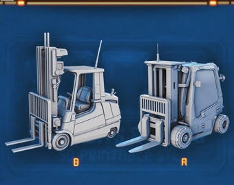 Industrial Factory Forklifts for Dungeons and Dragons 28mm/32mm DnD Scenery TTRPG Mini Sci Fi Industrial Factory Miniatures - STL
