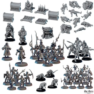 60 Stück Dungeon Master Starter Pack, Geschenk für DM, Starter-Set, Kit, Bundle, Dungeons and Dragons, Starter Pack 28 mm 32 mm DnD Hauptcharaktere