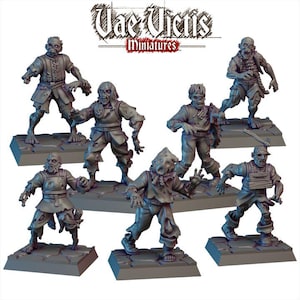 7pc Undead Miniatures for DnD Dungeons and Dragons 28mm/32mm Scale Monster Figurines TTRPG Fantasy Wargame Zombies