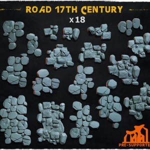 May include: A set of 18 digital illustrations of stone road textures, perfect for game development or other creative projects. The textures are in a light gray color and feature a variety of shapes and sizes of stones.