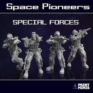 4pc Space Soldiers - Special Forces Military (Space Pioneers Collection) | 28mm/32mm TTRPG Planet 579a Sci-fi Wargaming Armed Agents Troops