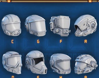Sci-fi Helmets for Dungeons and Dragons 28mm/32mm Basing Bits DnD Scatter Terrain Scenery  D&D TTRPG Mini Basing Material - STL