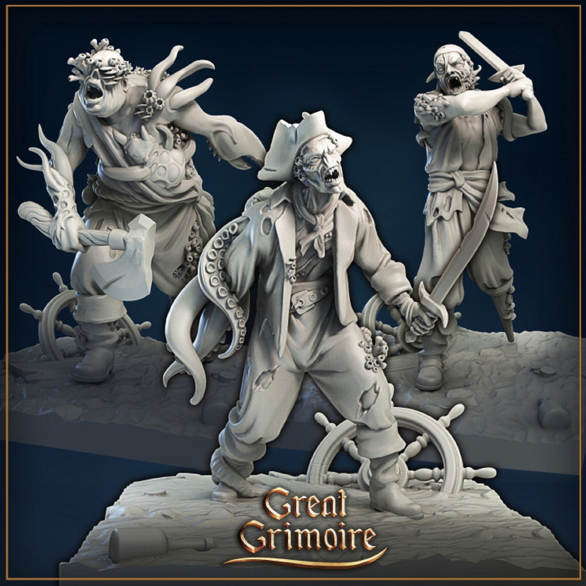 3ピース 溺死体 DnD ダンジョンズ＆ドラゴンズ 海賊クルー ゾンビ