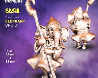 Elephant Folk Fighter Dungeons and Dragons  28mm 32mm D&D Wargame Miniatures for Dioramas TTRPG Fantasy - Nm