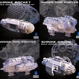 Raider Void Fighter Space Ship Highly Modular Kit - Bundle Deal - Starfinder - Stargrave - 28/32mm Space Ship Mini by Print Minis