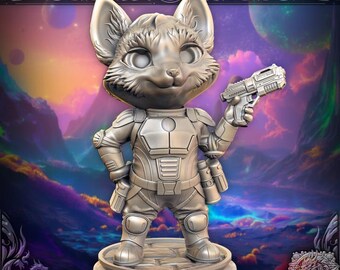 28/32mm Space Fox Miniature – Sci-Fi Fantasy Fox Soldier Figurine for Dungeons and Dragons DnD RPG Tabletop Display, FatesEnd