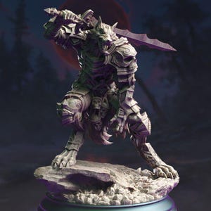 Werewolf Knight Miniature Dungeons and Dragons 28mm/32mm/38mm Mini RPG Tabletop Miniature DnD Painting Pathfinder 5e DnD Corsicus - DmS