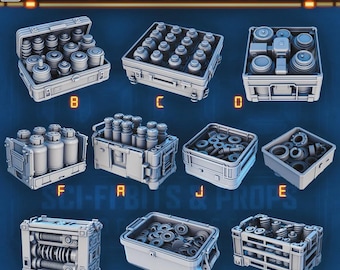 Sci-fi Open Crates for Dungeons and Dragons 28mm/32mm Basing Bits DnD Scatter Terrain Scenery  D&D TTRPG Mini Basing Material - STL