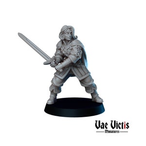 Human Fighter DnD Miniature, Dungeons and Dragons, Female Fighter Mini, Tabletop RPG, Fantasy, Pathfinder Miniature, Sword - Vae Victis
