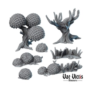 Tree and Bush Miniature Terrain DnD Dungeons and Dragons 28mm/32mm TTRPG Wargame Scatter Fantasy Figurines Bush Barricade Forest Scenery