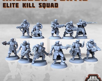 10pc Elite Kill Squad Miniatures, Kaledon Fortis Minis, Space Marines, TTRPG Minis, Fantasy Modular Miniature Set
