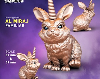 Almiraj Horned Rabbit Familiar Dungeons and Dragons  28mm 32mm D&D Wargame Miniatures for Dioramas TTRPG Fantasy - Nm