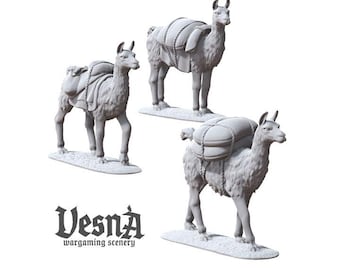 3pc Llamas Miniature Pack DnD Dungeons and Dragons DnD Scatter Terrain 28mm/32mm Diorama Animals Llama Scatter Farm Miniature TTRPG - VS